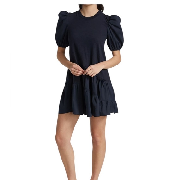 Cinq A Sept Caitlin Puff-Sleeve Mini Dress Navy - Picture 3 of 10